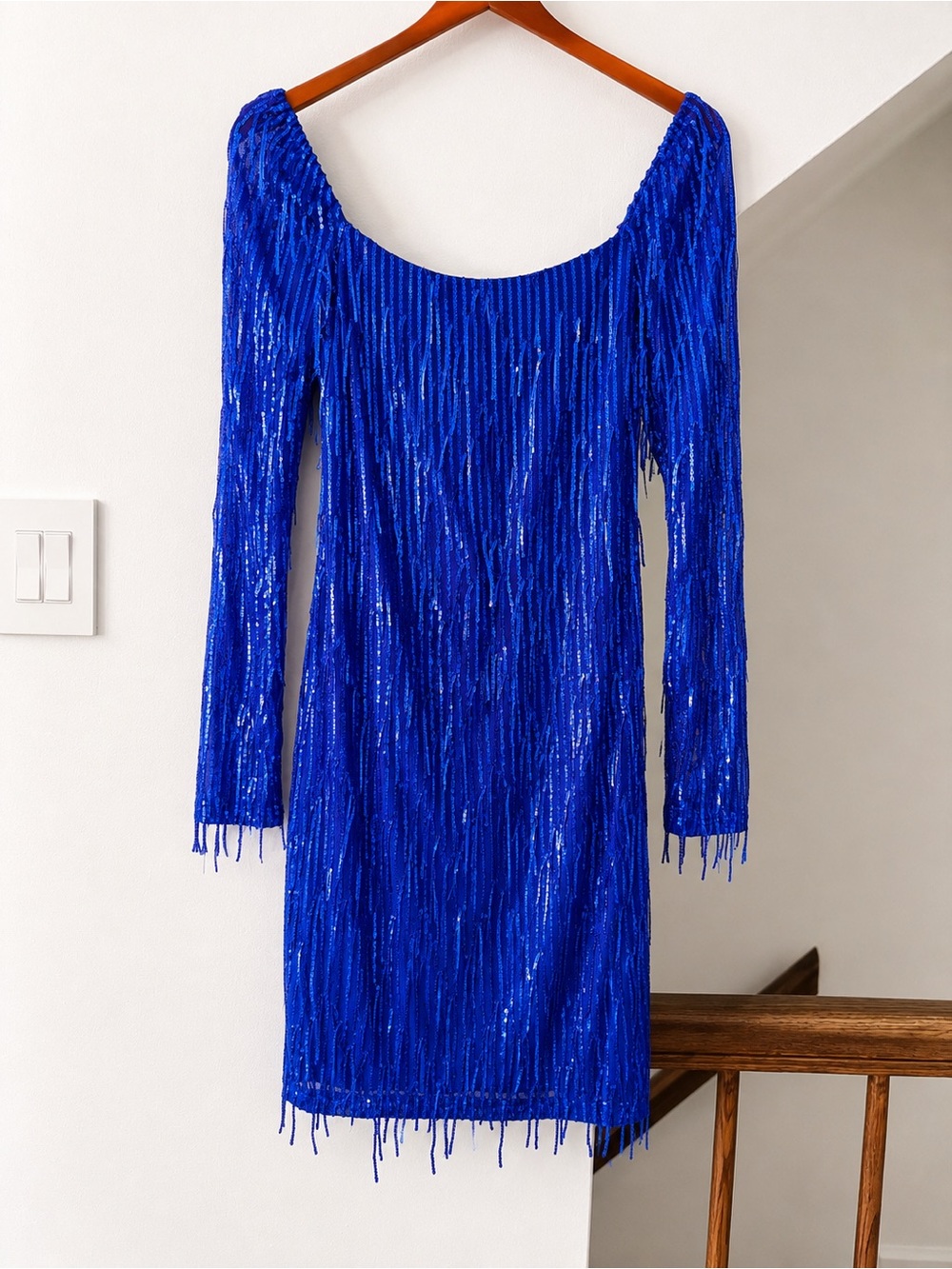 City Triangles Royal Blue Sequin Fringe Dress – Size 9